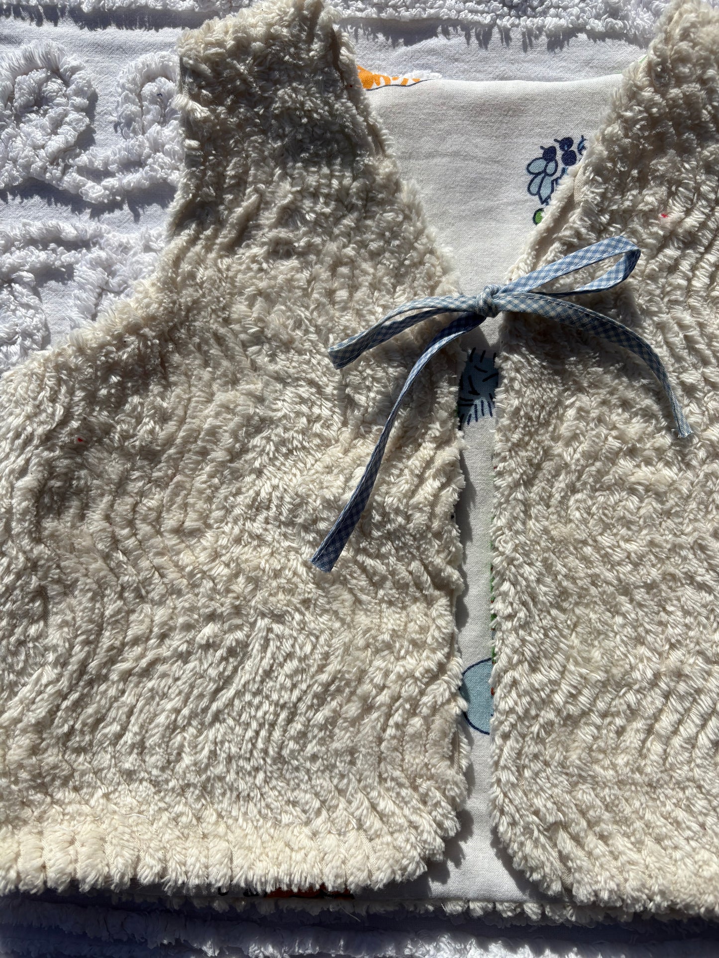 Reversible Cream Chenille Vest with Retro Lining (2-3 Years)