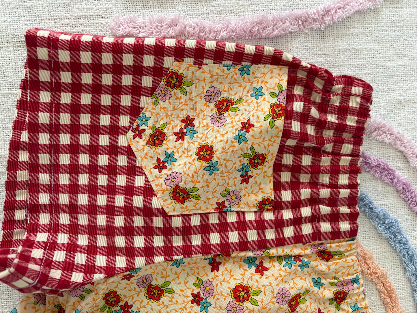 Red Gingham and Floral Mismatch Shorts - Size 3