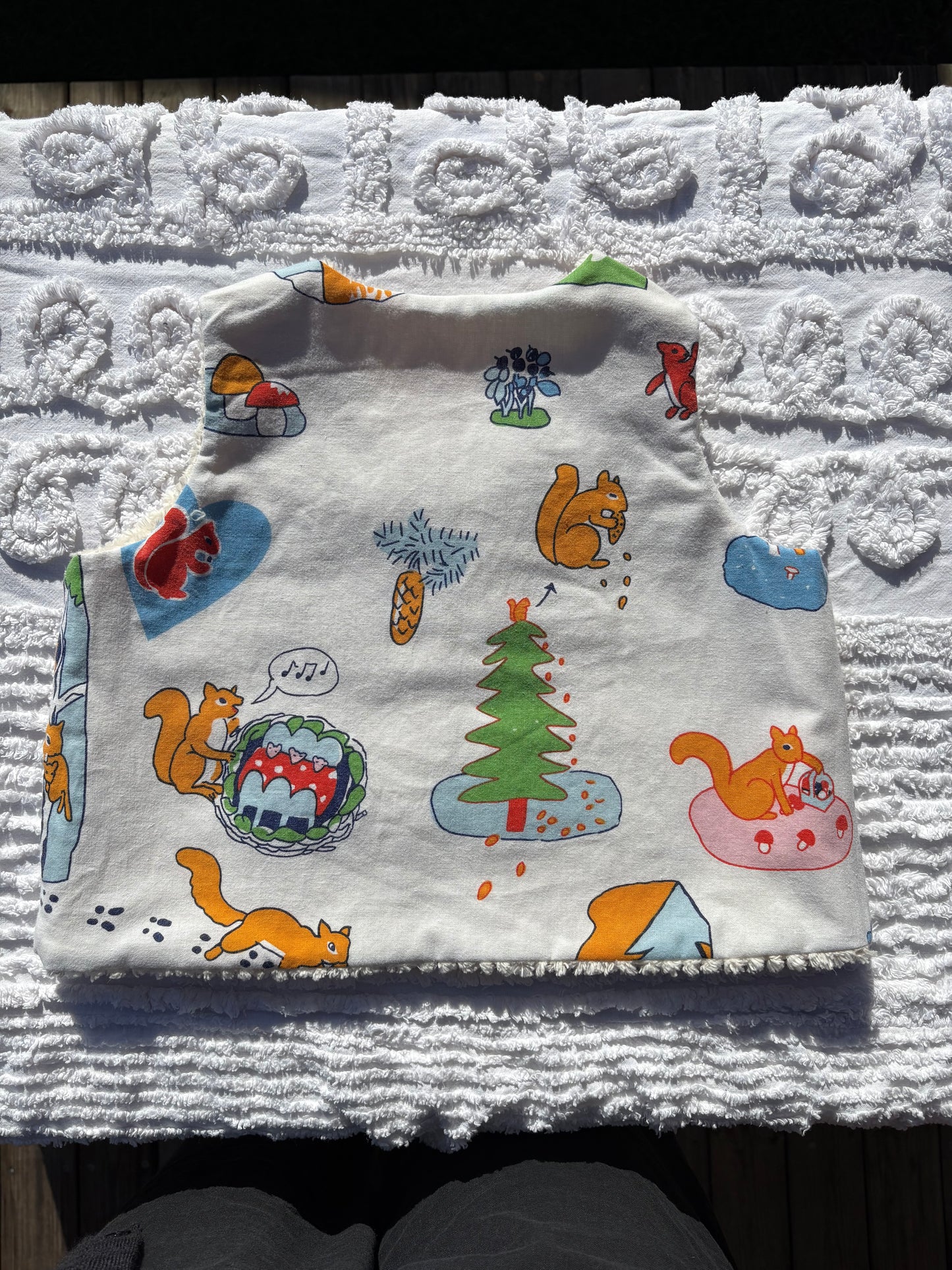 Reversible Cream Chenille Vest with Retro Lining (2-3 Years)