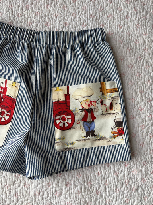 Cowboy Pockets Stripe Shorts - Size 2