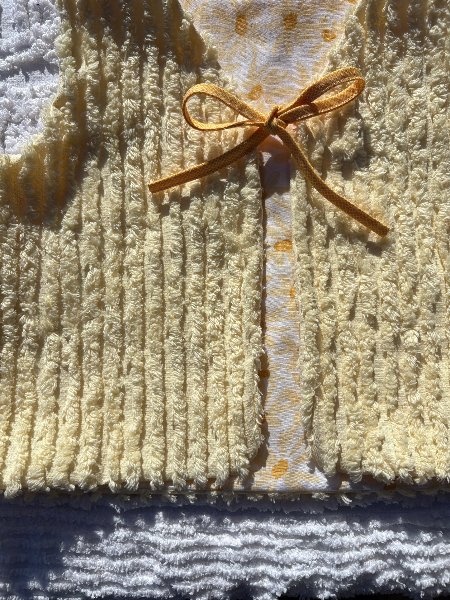 Reversible Butter Yellow Chenille Vest with Floral Lining (4-5 Years)