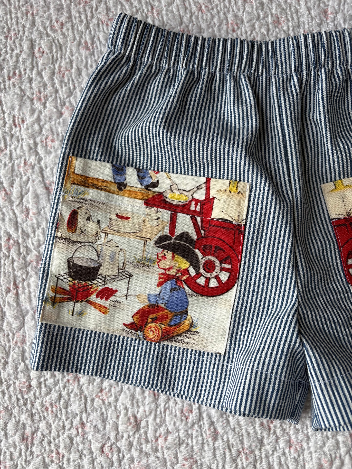 Cowboy Pockets Stripe Shorts - Size 2