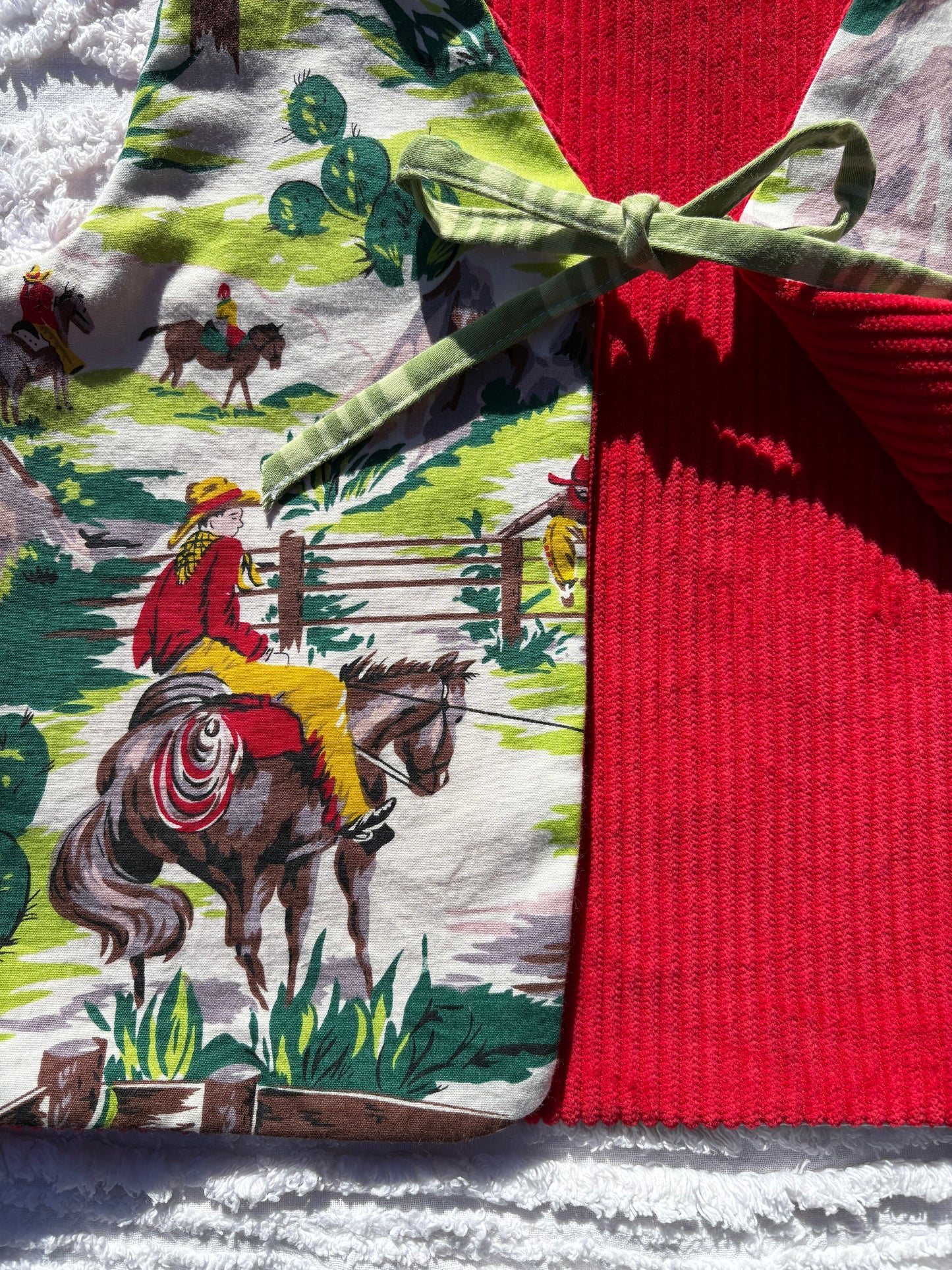 Reversible Red Corduroy with Western Print and Pocket (3-4 Years)