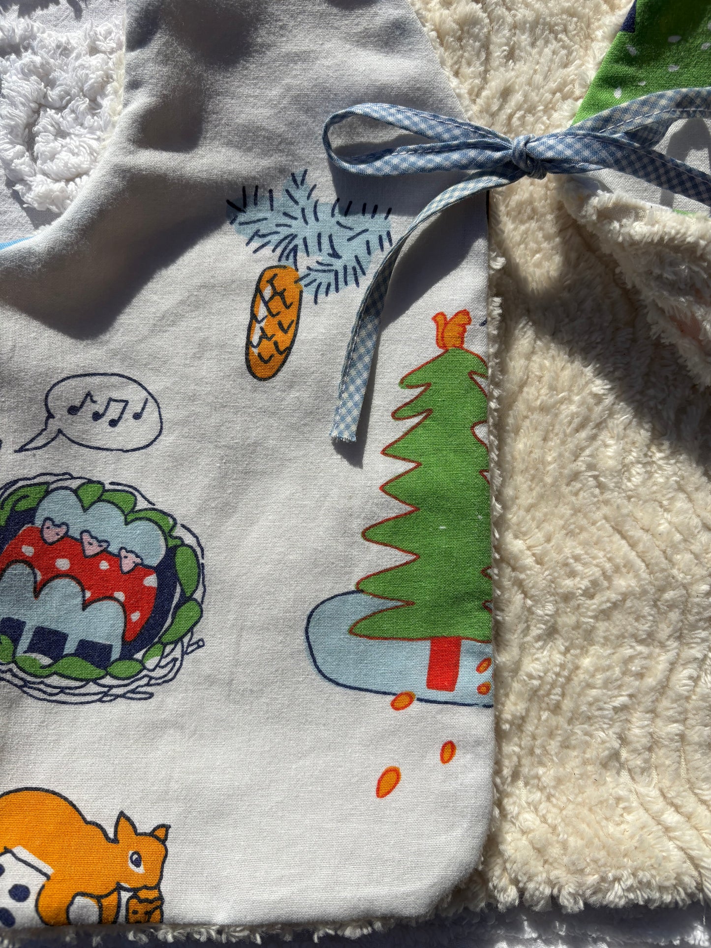 Reversible Cream Chenille Vest with Retro Lining (2-3 Years)