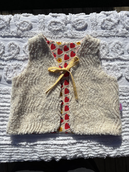 Reversible Cream Chenille Vest with Strawberry Lining (2-3 Years)
