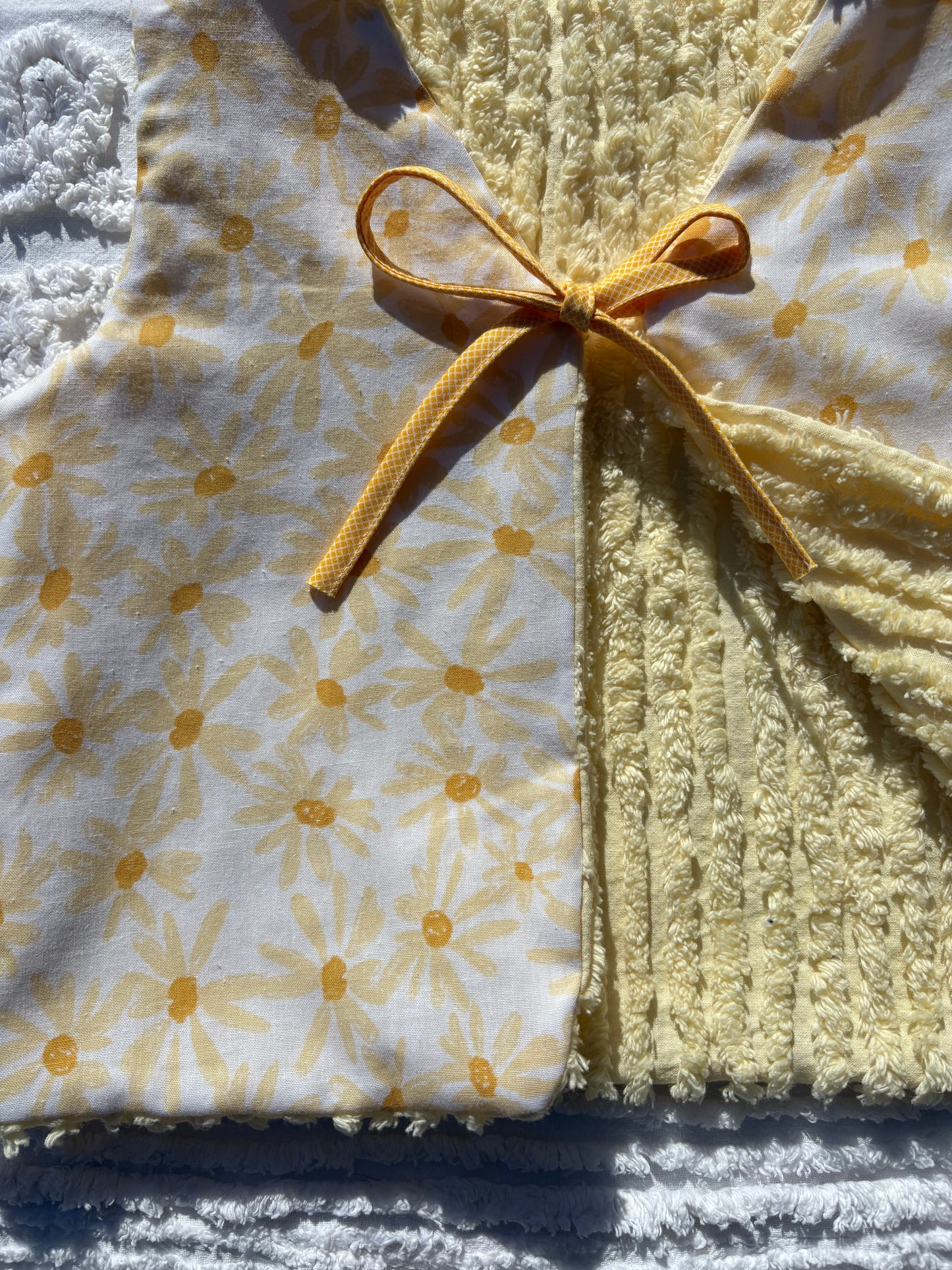 Reversible Butter Yellow Chenille Vest with Floral Lining (4-5 Years)
