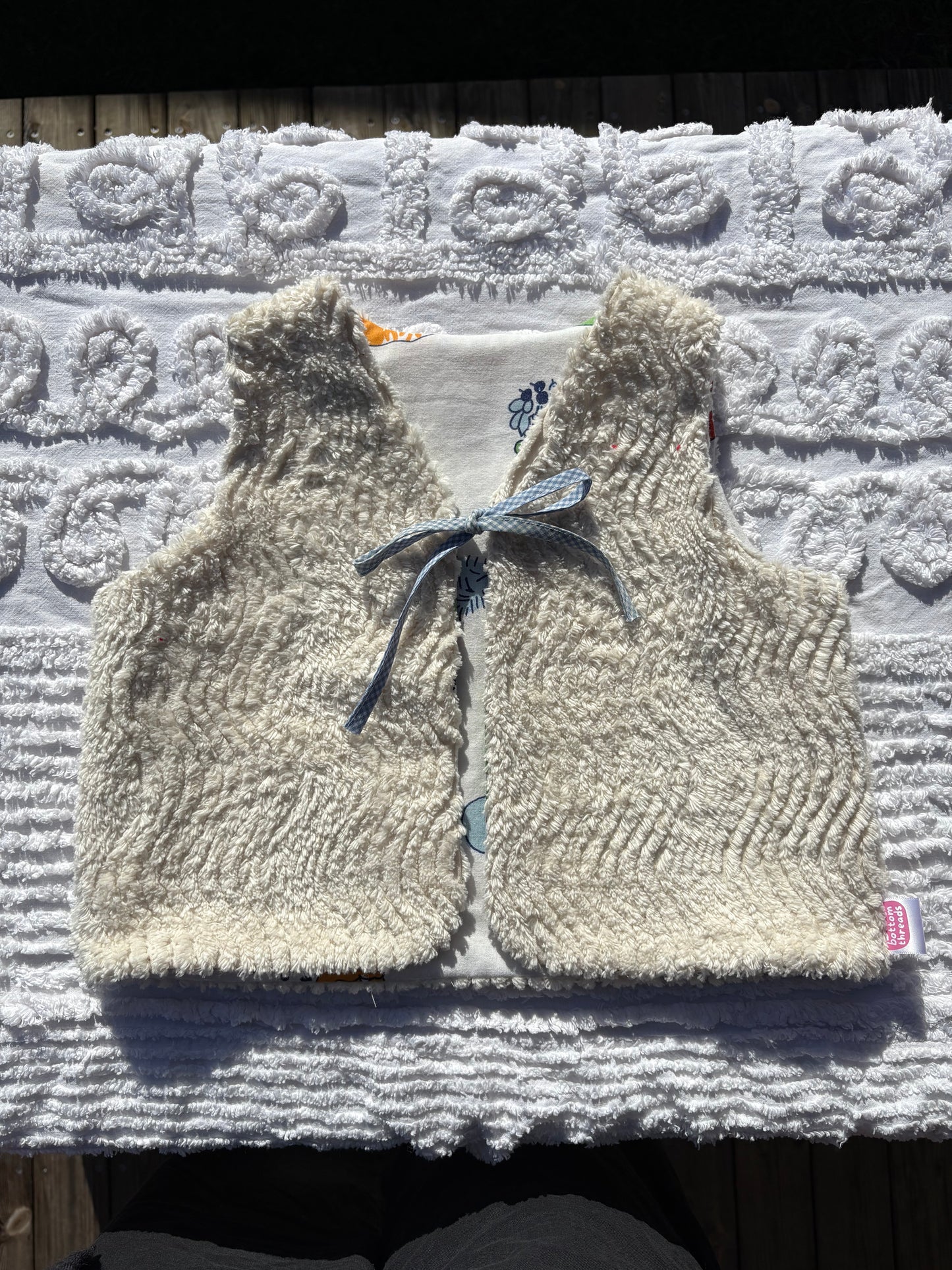 Reversible Cream Chenille Vest with Retro Lining (2-3 Years)