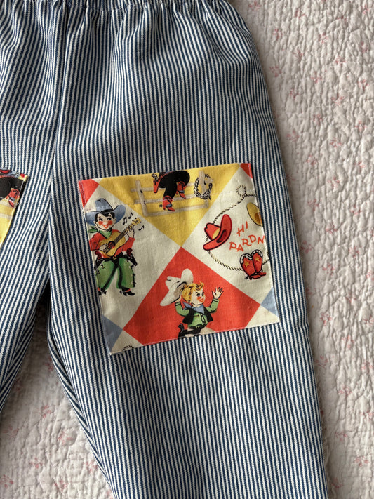 Denim Pinstripe With Western Pockets - Size 2