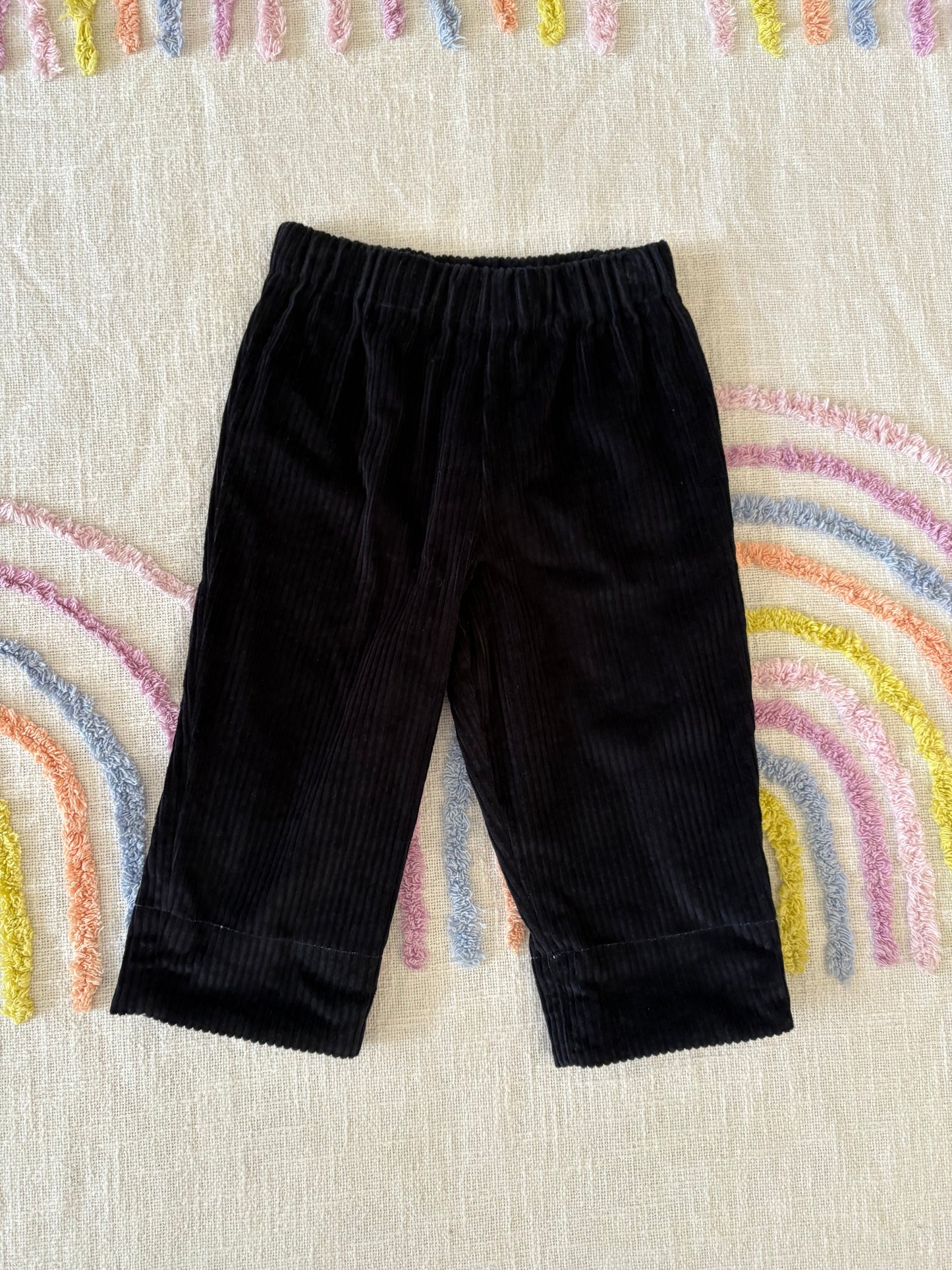 Navy Corduroy with Gingham Cuff - Size 1