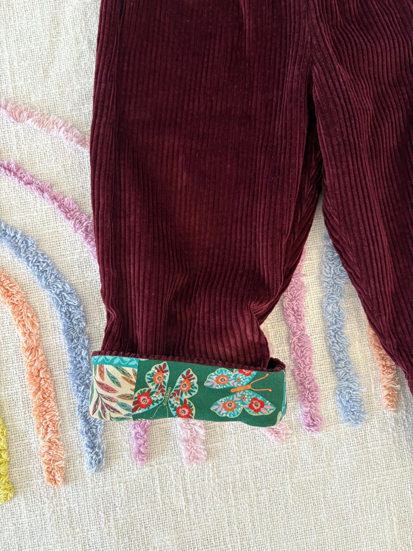Burgundy Corduroy with Butterfly Cuff - Size 1