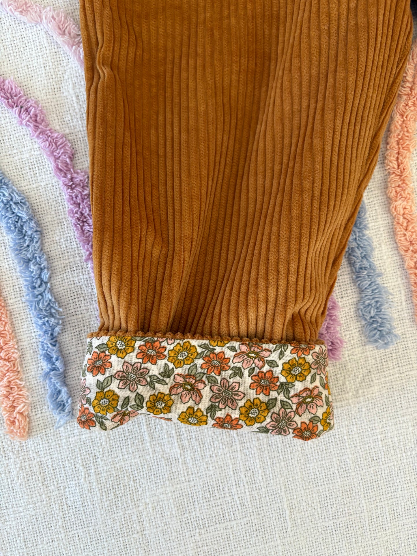 Mustard Corduroy with Floral Cuff - Size 3
