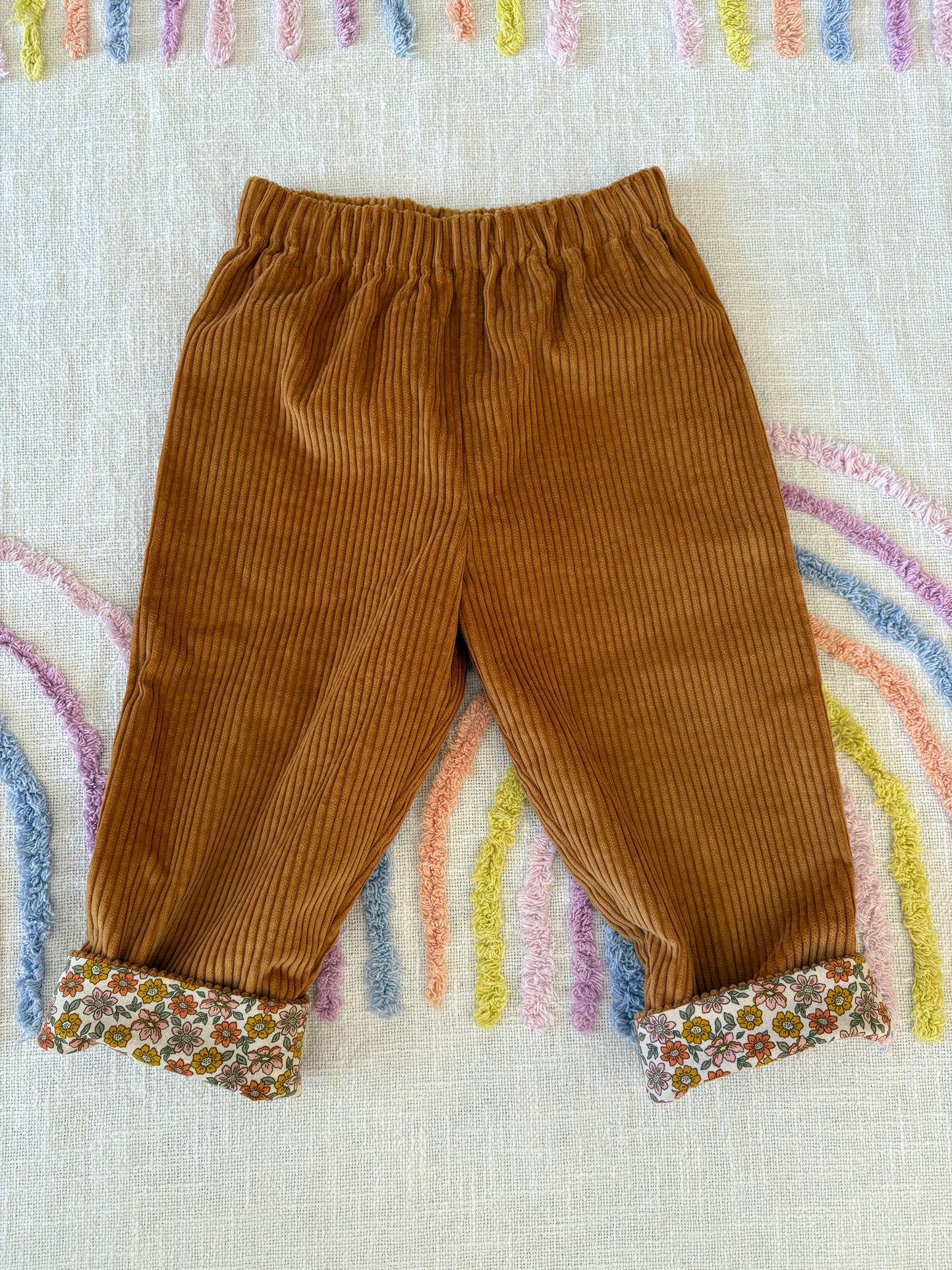 Mustard Corduroy with Floral Cuff - Size 3