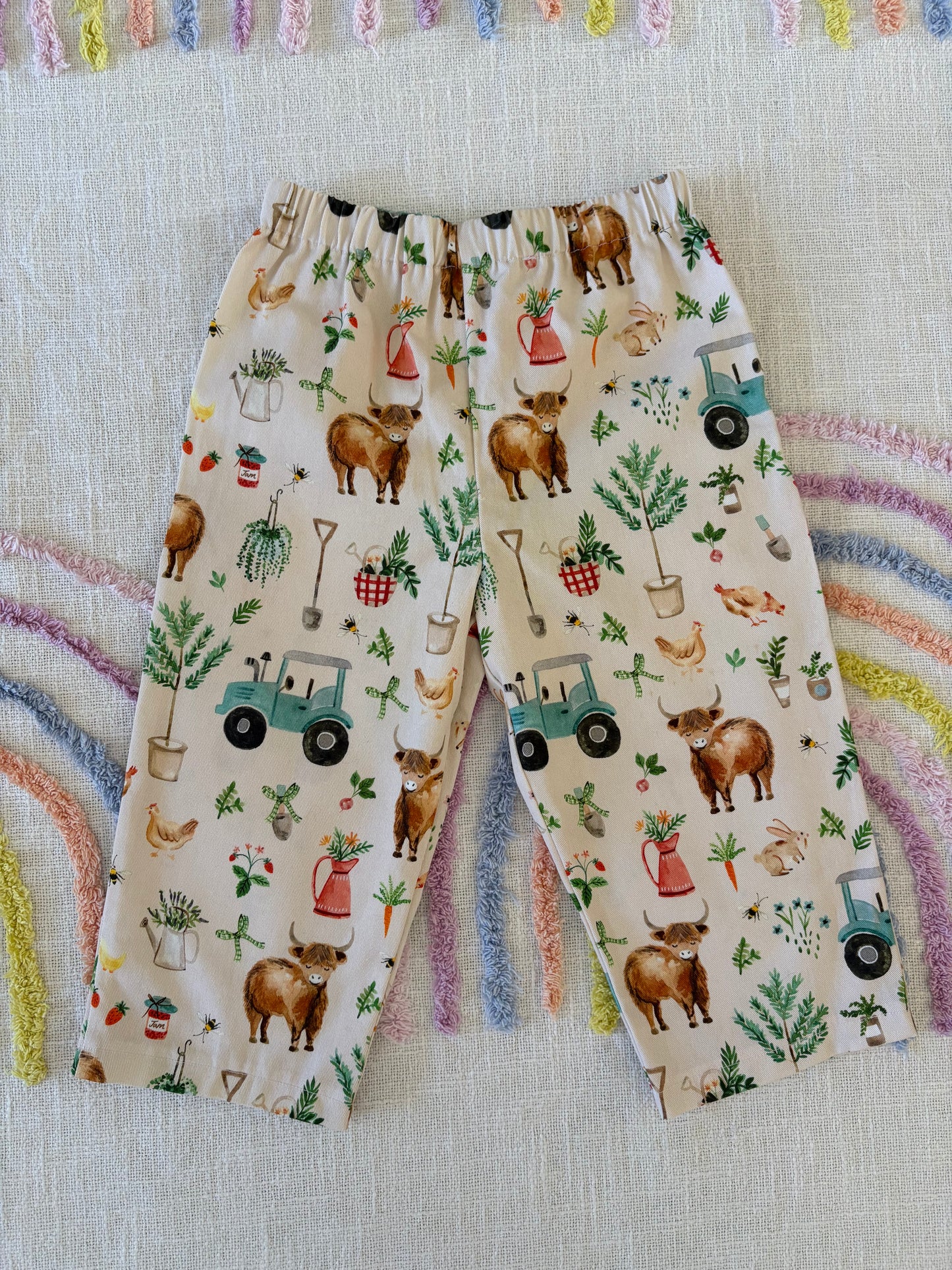 Farmyard Print Pants - size 2