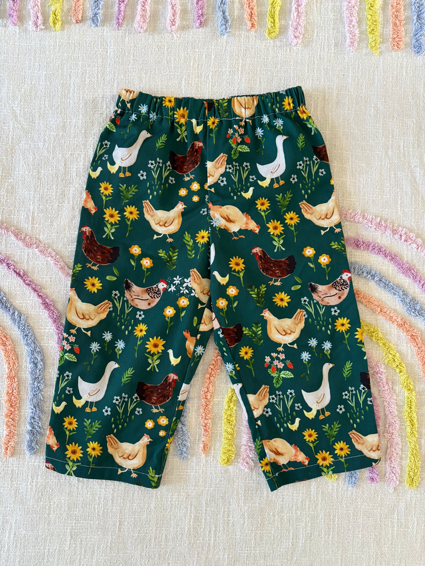 Chickens and Ducks Print Pants - size 2