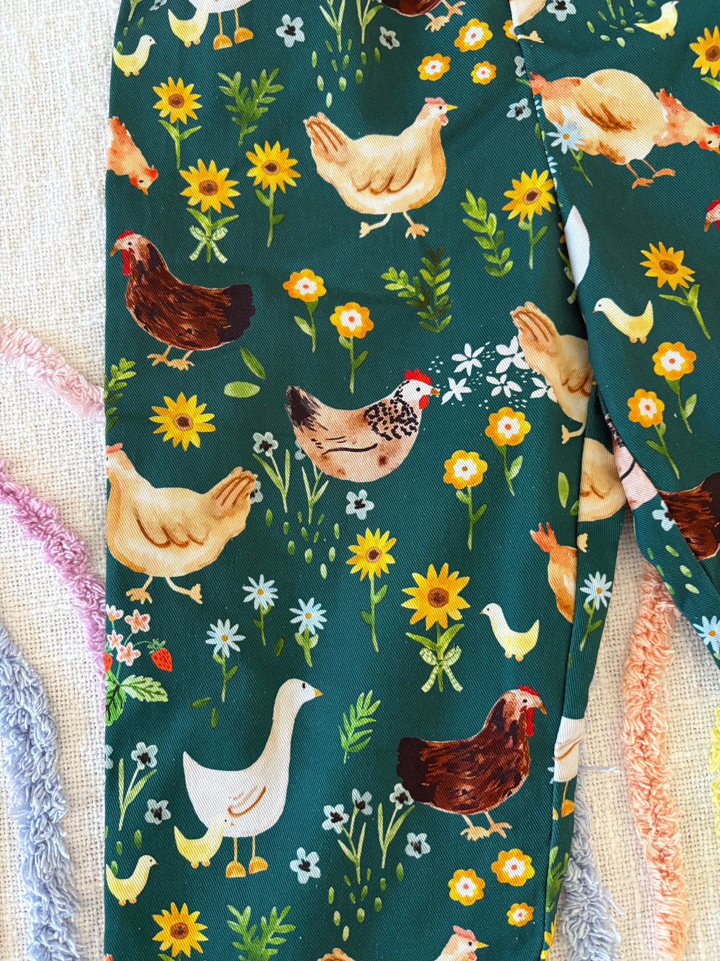 Chickens and Ducks Print Pants - size 2