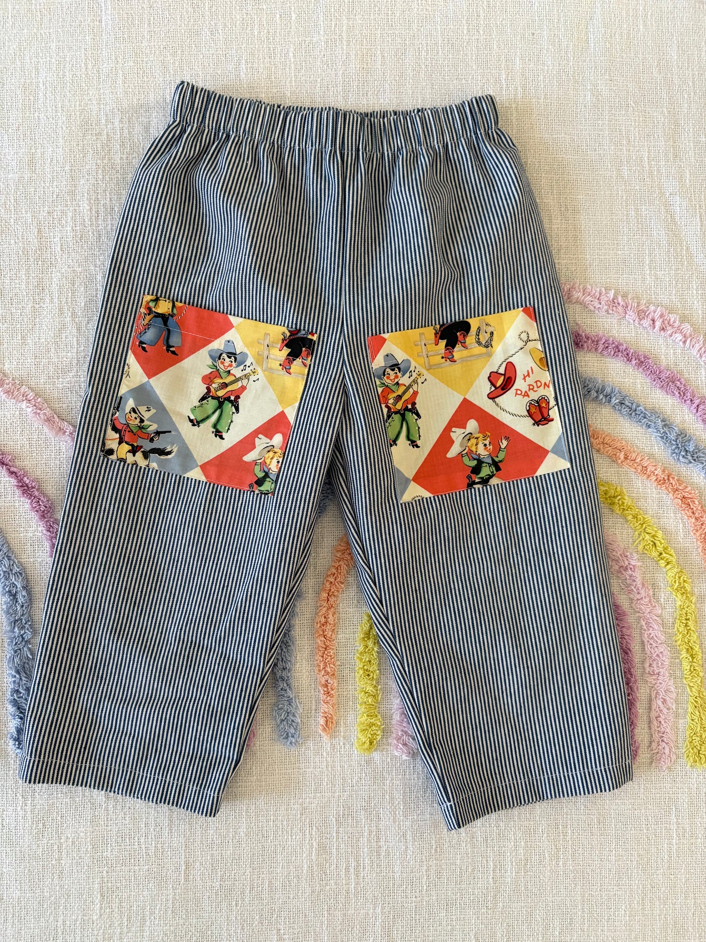 Western Blue Pinstripe Pants with Front Pockets- size 2