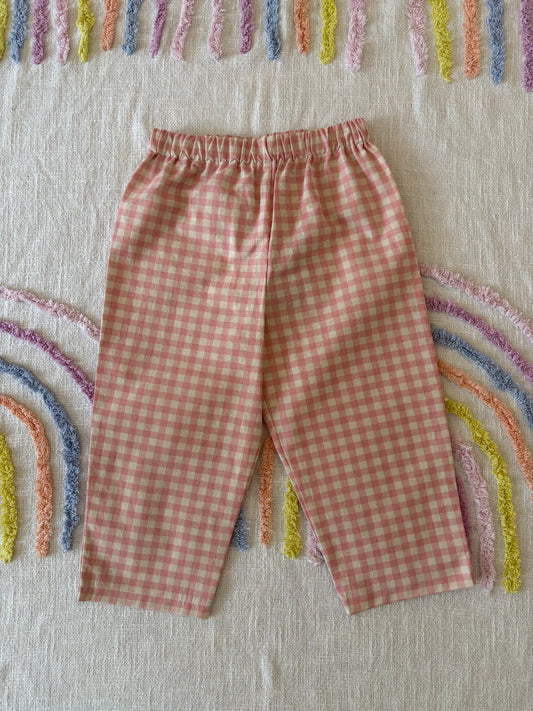 Organic Cotton Pink Gingham Pants - Size 3
